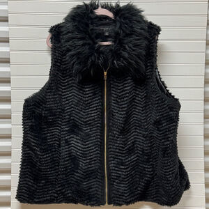Marc New York Black Faux Fur Vest  With Gold Zipper Front 🖤⭐️✨️SIZE 3X